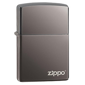 Bật Lửa Zippo Black Ice (Dark Chrome) With Zippo Logo 150ZL