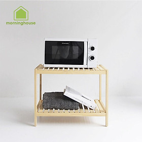 Kệ Để Lò Vi Sóng 2 Tầng Morning House Dài 60cm x Cao 46cm- Gỗ Cao Su Chắc Chắn Chịu Lực 30kg
