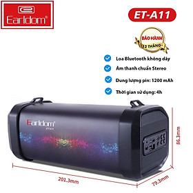 Loa bluetooth không dây Earldom ET-A11 với chất lượng âm thanh chân thực, âm bass sâu, âm treble trong trẻo, dung lượng pin trâu 1200 mAh – Hàng chính hãng