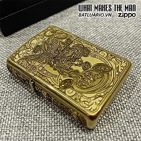 Bật Lửa Zippo 168 Khắc Kỳ Lân Ngậm Tiền Vàng 5 Mặt – Zippo 168.Kylan