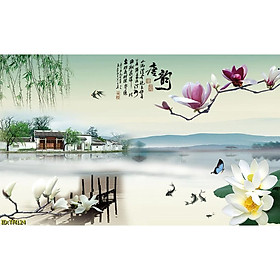 Mua Tranh dán tường Tranh thủy mặc  phong cảnh hữu tình(nhiều mẫu) Tranh dán tường 3d hiện đại (tích hợp sẵn keo)