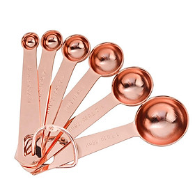 AA 6Pcs Stainless Steel 430 Measuring Spoon Rose Gold Tail Snap Accurate Scale High Hardness Baking Tools