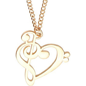 Charm Unisex Heart Clefs Music Note Pendant Necklace Music Note Jewelry