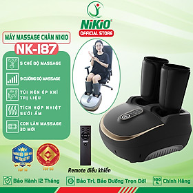 Máy Massage Chân Nén Ép Trị Liệu Suy Giãn Tĩnh Mạch Nikio NK-187 - Máy Mát Xa Dây Ấn Lòng Bàn Chân, Mu Bàn Chân, Ngón Chân, Bắp Chân - Công Nghệ Tiên Tiến: Con Lăn, Túi Khí Và Nhiệt Sưởi - Nhiều Chế Độ Matxa, Có Remote Điều Khiển