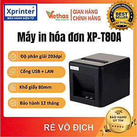 Mua Máy in hóa đơn Xprinter T80A khổ giấy 80mm  máy in bill K80  dao cắt giấy tự động. Tặng kèm cuộn giấy K80 - Hàng Chính Hãng