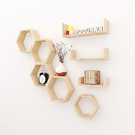 Mua Kệ Trang Trí MKK-005 Treo Tường Lục Giác  Gỗ Công Nghiệp MDF Không Cong Vênh (1267x120x1054mm)