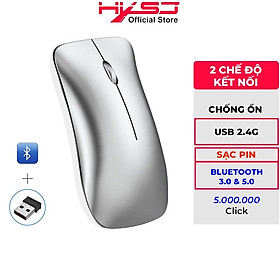 Chuột không dây bluetooth HXSJ T23 5.1 2.4GHz siêu mỏng tự sạc,ko tiếng ồn cho pc laptop, máy tính Bluetooth, tivi - Hàng Chính Hãng