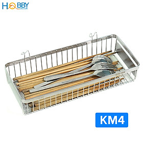 Khay đựng đũa muỗng có 2 móc treo inox 304 Hobby Home Decor KM