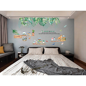 Decal Luvina trang trí phòng khách, phòng ngủ-Tán lá kệ sách
