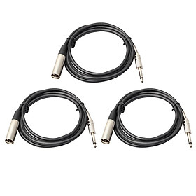 3pcs 3-Pin XLR Male to 6.35mm 1/4" TRS Mono   Male Microphone Cable 6ft