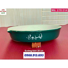 Đĩa mài sừng TG, đường kính 20 x cao 3 cm, gốm sứ, men xanh lục - 270014