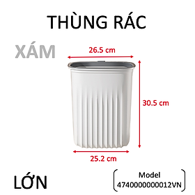 Mua Thùng rác  thùng rác nhựa  chất liệu nhựa PP cao cấp - Chịu lực tốt - Có vòng áp suất cố định túi rác - Thay túi rác dễ dàng - Màu trắng - Nhỏ - Vừa - Lớn