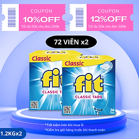 Combo 2 hộp viên rửa chén FIT Classic 144 viên 1.2kg hộp