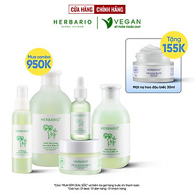 Bộ 5 Chăm Sóc Da Rau má và Diếp cá Herbario: Nước tẩy trang 300ml + Sữa rửa măt 200ml + Xịt khoáng 100ml +Mặt nạ 30ml+Tinh chất 30ml