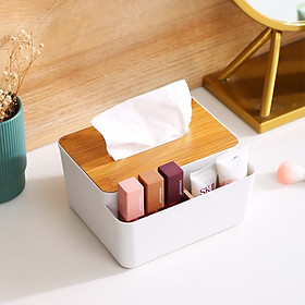 Mua Hộp Đựng Giấy Ăn Để Bàn Có Ngăn Để Đồ Đa Năng  Hộp Khăn Giấy Nắp Gỗ