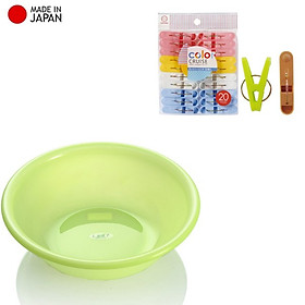 Combo chậu nhựa tròn 2.9L + set 20 kẹp phơi quần áo - made in Japan