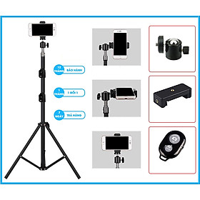 Chân đế điện thoại, máy ảnh dùng để livestream, chụp ảnh, quay tiktok, kiêm gắn đèn livestream , tặng kèm remote bluetooth Viniel JP14 - Hàng chính hãng  Tặng