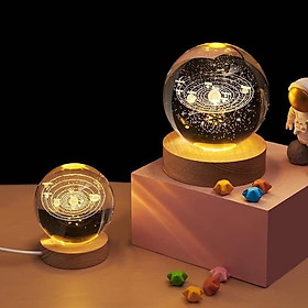 Mua Đèn ngủ cầu pha lê 3D tuyết đế gỗ siêu đẹp