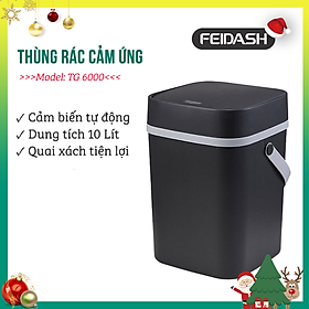 Thùng Đựng Rác Cảm Biến Thông Minh Tự Động Đóng Mở Khi Cần Cho Rác Vào Thùng Vô Cùng Tiên Lợi FEIDASH - Thiết kế sang trọng làm bừng sáng không gian nhà bạn - 2 dung tích 10L, 13L, 2 màu trắng đen cho bạn thỏa sức chọn lựa - Màu đen - TG-6050 (13L)