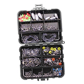160pcs Fishing Accessories Kit  Hooks Sinker Swivels Snaps Fishing Tackle Box