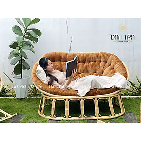 Mua   RẺ VÔ ĐỊCH   Ghế Mây PAPASAN ĐÔI - Ghế Mây Mamasan Size 1m6*1m1 Gồm Nệm - Nội Thất Mây Tre