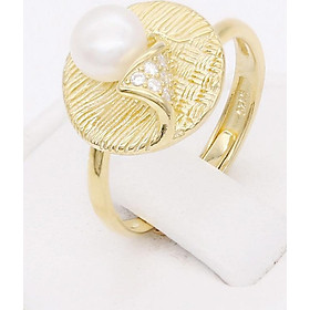 Nhẫn Ngọc Trai Cánh Lá Vàng N-1536 Bảo Ngọc Jewelry  (Freesize)