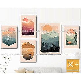 Mua 15 Bộ 5 tranh dán tường nhiều chủ đề  dày 5mm tranh treo tường canvas có sẵn băng keo 2 mặti