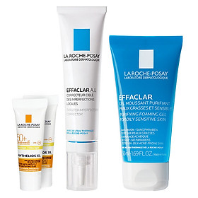 Kem Giảm Mụn Chuyên Biệt La Roche-Posay Effaclar Ai (15ml) + Gel Rửa Mặt Cho Da Dầu Nhạy Cảm Effaclar Gel (50ml) & 2 Kem Chống Nắng Không Gây Nhờn Rít (3ml) - 100902347