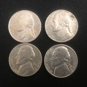 Mua 04 đồng xu 5 cent Mỹ khác năm phát hành sưu tầm