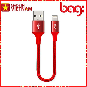 Mua Dây cáp dù sạc nhanh Lightning Bagi dài 20cm IS20 màu đỏ cho Iphone/Ipad/Ipod -Hàng chính hãng