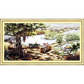 Mua Tranh thêu chữ thập thêu kín Phong Cảnh (206*107cm) chưa thêu