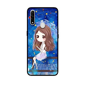 Ốp Lưng in cho Oppo A8 Mẫu Nàng Che Dù nền Xanh - Hàng Chính Hãng