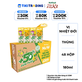 Thùng 48 hộp Thức Uống Sữa Tươi Trái Cây Tươi NuVi Vị Nhiệt đới 180ml - Tăng Cường Chiều Cao, Phát Triển Trí Não