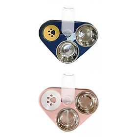 2 Pieces 2 in 1 Pet Automatic Water Dispenser and Food Bowl Set Universal