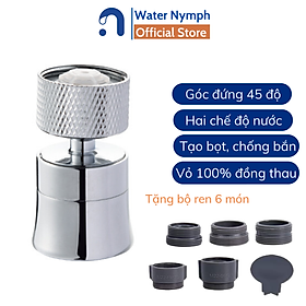 Mua Đầu gắn vòi nước tăng áp  xoay 360 độ  hai chế độ nước  bằng đồng thau Waternymph ASQPQ034-N0020 (kèm bộ Ren chuyển đổi 6 món cho tất cả các loại vòi nước tiêu chuẩn)