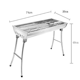 Bếp lò nướng than BBQ chất liệu inox xếp gọn đi du lịch BBQ Full Set 73x33x71cm