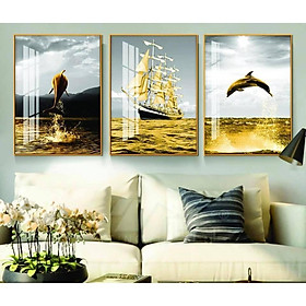  - Bộ tranh canvas 3 bức treo tường có khung phong cách hiện đại - phong cách Bắc Âu