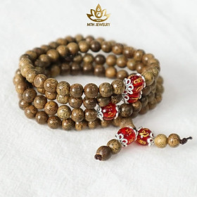 Vòng Tay Trầm 108 Hạt Đính Đá Ngũ Sắc Trợ Mệnh Omani - Đá Mã Não - Phong Thủy Theo Mệnh - Trầm Tốc Tự Nhiên 100