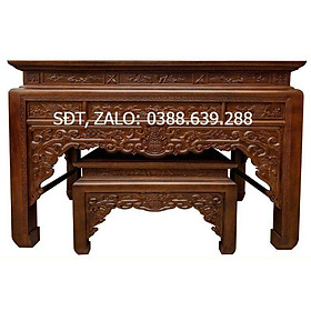 Mua Cặp Bàn Thờ gỗ Gõ Đỏ 154cm sơn màu Óc Chó giá 14tr500/ Cặp 0388.639.288