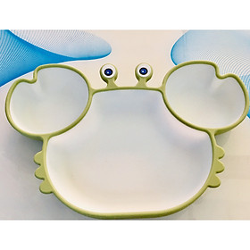 Mua Khay ăn dặm cho bé / Khay silicon ăn dặm có đế dính chống lật hình con cua  kích thước 23x15cm ( Tặng 01 thìa ăn ngẫu nhiên )