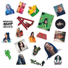 Sticker Billie Eilish Hình Dán Chủ Đề Ca Sĩ US Bad Guy Siêu Ngầu Kích Thước Từ 5cm Tới 10cm