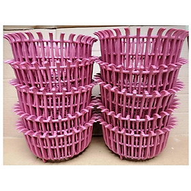 10 Chậu Gỉa Gỗ Trồng Lan Fi26 Màu Đỏ Mận, Hình Lọng, có Nan Phụ