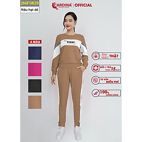 Đồ Bộ Nữ CARDINA Chất Nỉ Da Cá Cao Cấp In Chữ Phối Màu Quần Ống Bo 2NiF06