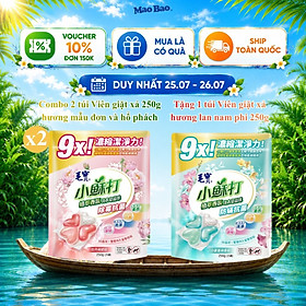 Combo 2 Túi Viên giặt xả Mao Bao - Chống nấm mốc và kháng khuẩn 10g*25 viên (Hương mẫu đơn và hổ phách)