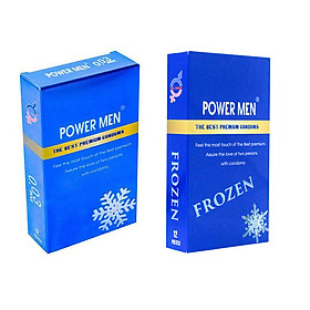 Combo 2 hộp bao cao su có gai gân hương bạc hà Power Men Frozen và bcs siêu mỏng hương bạc hà Power Men 0.03 Invi - Che tên sản phẩm