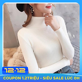 Áo len nữ cổ lọ chất liệu len tăm