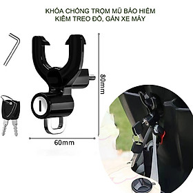 Khóa chống trộm mũ bảo hiểm gắn xe máy, kiêm móc treo đồ đa năng, làm bằng hợp kim (KCTM.0698)