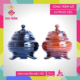 Mua Lư xông trầm hương Chữ Phật Như Ý lò xông dụng cụ xông đốt trầm GỖ - Nâu & Đen