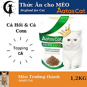 Thức Ăn Hạt cho MÈO vị Cá Hồi mix Cá Cơm Sấy 1,2Kg