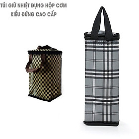Túi giữ nhiệt loại lớn đựng hộp cơm bình giữ nhiệt 1 lít 1.5 lít họa tiết độc đáo giao màu ngẫu nhiên